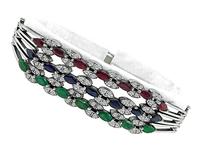 1.40ct Diamond 3.15ct Multi Color Precious Gemstone Bracelet