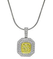 Estate 1.25ct Fancy Yellow Diamond 0.50ct Diamond Pendant Necklace