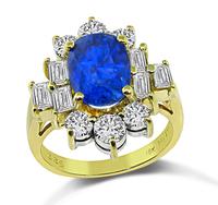 Estate GAL Certified 3.20ct Sapphire 1.00ct Diamond Ring
