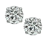 Estate GIA Certified 1.09ct and 1.03ct Diamond Stud Earrings