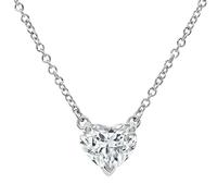 Estate GIA Certified 1.13ct Diamond Heart Solitaire Pendant Necklace