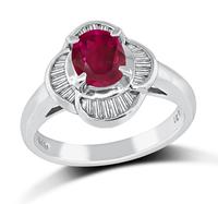 Estate GIA Certified 1.21ct Burma Ruby Diamond Ring