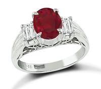 GIA No Heat Ruby Platinum Engagement Ring