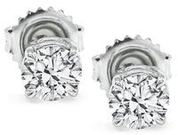 Estate GIA Certified 1.34cttw Diamond Stud Earrings