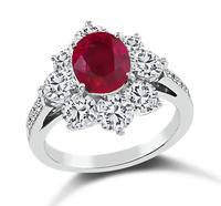 Estate GIA Certified 1.35ct Burmese Ruby 1.96ct Diamond Ring