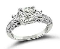 Estate GIA Certified 1.54ct Diamond Engagement Ring and Wedding Band Set