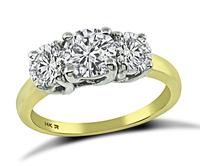 Estate GIA Certified 0.79ct Center Diamond 1.08ct Side Diamond Anniversary Ring