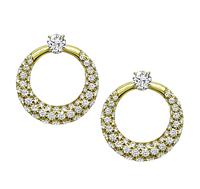 Round Cut Diamond 18k Yellow Gold Day and Night Earrings