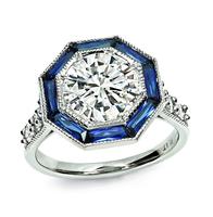 Estate GIA Certified 2.01ct Diamond Sapphire Engagement Ring