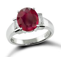 Estate GIA Certified 2.03ct Ruby Diamond Engagement Ring