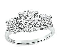 Estate GIA Certified 2.08ct Center Diamond 1.09ct Side Diamond Engagement Ring