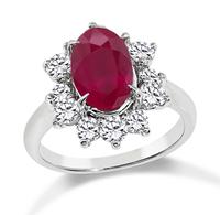 Estate GIA Certified 2.75ct Burma Ruby 1.00 Diamond Engagement Ring