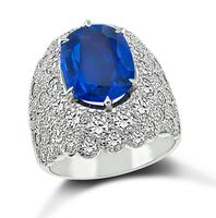 Estate GIA Certified 5.17ct Ceylon Sapphire 2.53ct Diamond Ring