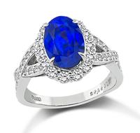 Estate GIA Certified 2.62ct No Heat Sapphire 0.57ct Diamond Engagement Ring