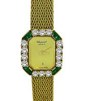 Estate Chopard 0.80ct Diamond Emerald Yellow Gold Watch