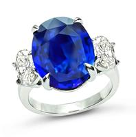 Estate GRS Certified 10.35ct Sapphire 1.53ct Diamond Engagement Ring