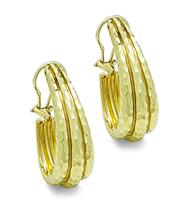 Estate Henry Dunay Hammered Gold Earrings