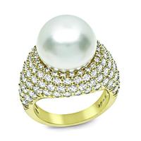 Estate Kurt Wayne 5.00ct Diamond Pearl Gold Ring
