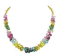 Estate Multi Color Gemstone Gold Necklace