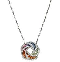 Estate 1.50ct Multi Color Sapphire 1.00ct Diamond Pendant Necklace