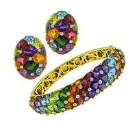 Estate Multi Color Gemstone Gold Jewelry Set