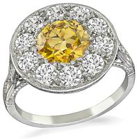 Estate 0.97ct Intense Fancy Orange Brown Diamond 0.70ct Diamond Ring