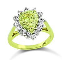 Estate GIA Certified 1.68ct Natural Fancy Yellow Diamond Engagement Ring