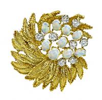 Estate 1.25ct Diamond Opal Gold Pin