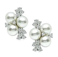 Estate 1.50ct Diamond Pearl Earrings
