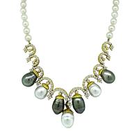 Estate 7.00ct Diamond Gold Pearl Necklace