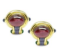 Estate 30.00ct Pink Tourmaline Iolite Gold Earrings