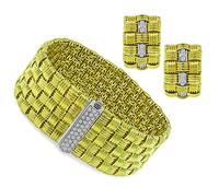 Estate Roberto Coin 1.00ct Diamond Weave Bracelet and Earrings Set