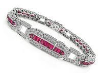 Estate 3.75ct Ruby 2.75ct Diamond Gold Bracelet