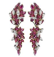 Estate 21.00ct Ruby 3.50ct Diamond Day and Night Earrings