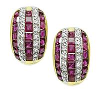 Estate 2.75ct Ruby 0.80ct Diamond Gold Earrings