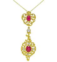 Estate 2.03ct Ruby 0.30ct Diamond Gold Pendant Necklace