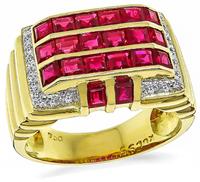 Estate 1.00ct Ruby 0.30ct Diamond Gold Ring