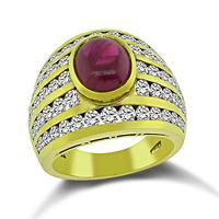 Estate 2.00ct Ruby 2.50ct Diamond Yellow Gold Ring