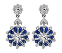 Estate 1.70ct Sapphire 1.20ct Diamond Dangling Earrings