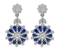 Estate 1.70ct Sapphire 1.20ct Diamond Dangling Earrings