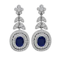 Estate 2.15ct Sapphire 0.95ct Diamond Dangling Earrings