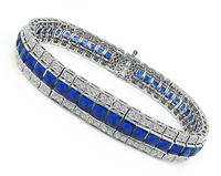 Art Deco 21.00ct Sapphire 3.70ct Diamond Bracelet