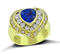 Estate 2.09ct Sapphire 1.30ct Diamond Heart Ring