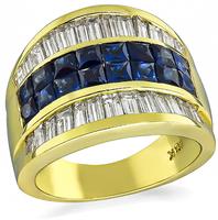 Estate 1.60ct Sapphire 1.00ct Diamond Gold Ring