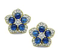 Estate 5.00ct Sapphire 2.50ct Diamond Gold Star Earrings
