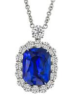 Estate GIA 12.43ct Ceylon Sapphire 4.39ct Diamond Pendant Necklace