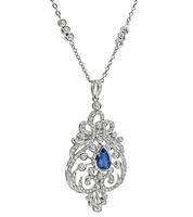 Estate 1.50ct Sapphire 1.00ct Diamond Pendant Necklace