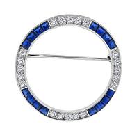 Estate 1.00ct Diamond 1.50ct Sapphire Round Pin