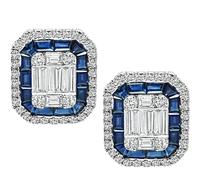 Estate 2.50ct Diamond 1.40ct Sapphire Studs Earrings