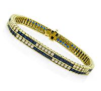 1970s 8.49ct Sapphire 2.66ct Diamond Gold Bracelet